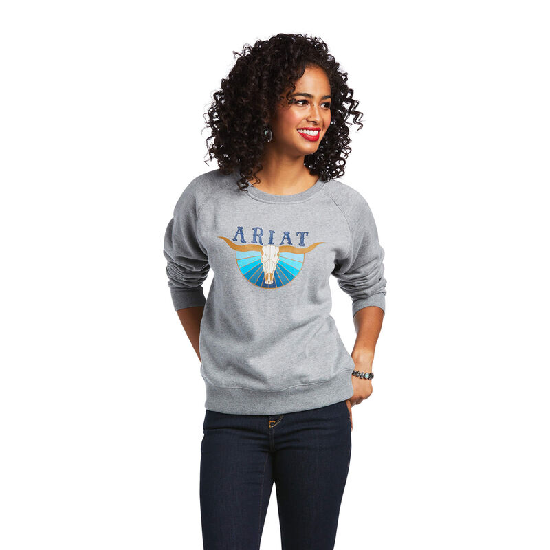 Ariat Sweatshirt Damen - Real Pacific Steerhead Grau ( NQSBD-2549 )